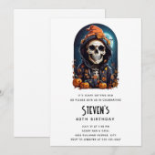 Invitation Anniversaire de Squelette Effrayant avec des Citro (Devant / Derrière)