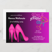 Invitation Anniversaire de Stilett rose (Devant / Derrière)