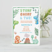 Invitation Anniversaire de Stomp, de Chomp et de deux dinosau (Debout devant)