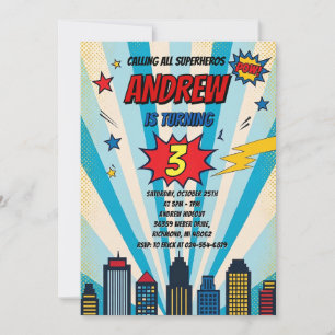 Invitation Anniversaire de super-héros de bande dessinée vint