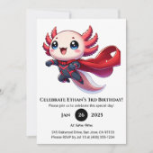 Invitation Anniversaire de Superhero Axolotl (Devant)