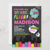Invitation Anniversaire de Superhero Pink Superher (Devant)