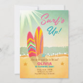Invitation Anniversaire de surf Surf de plage (Devant)