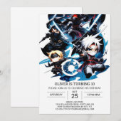 Invitation Anniversaire de Surprise Ninja pour enfants (Devant / Derrière)