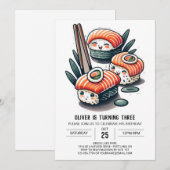 Invitation Anniversaire de sushi personnalisé (Devant / Derrière)