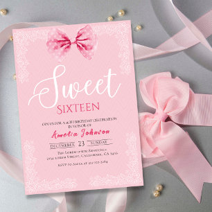 Invitation Anniversaire de Sweet sixteen vintage rose pâle
