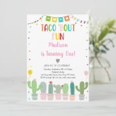 Invitation Anniversaire de Taco Bout Fun Cactus Fiesta Girl (Debout devant)