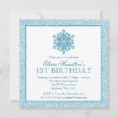 Invitation Anniversaire de Teal de flocon de neige (Devant)