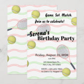 Invitation Anniversaire de Tennis (Devant / Derrière)