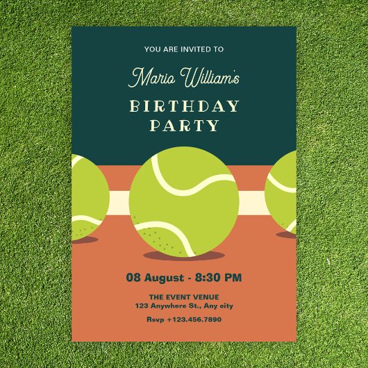 Invitation Anniversaire de tennis