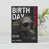 Invitation Anniversaire de tête de crâne esthétique foncé (Debout devant)