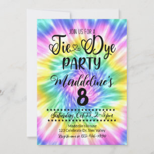 Invitation Anniversaire de Tie Dye, Tie Dye Party,