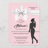 Invitation Anniversaire de Tiffany rose pâle (Devant / Derrière)