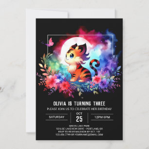 Invitation Anniversaire de Tigre Magique Minimaliste