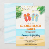 Invitation Anniversaire de tongs de plage (Devant / Derrière)