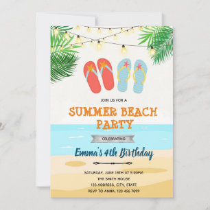 Invitation Anniversaire de tongs de plage