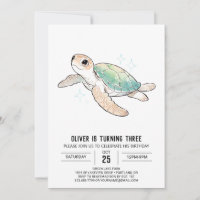 Anniversaire de Tortue de Mer Vert Mint