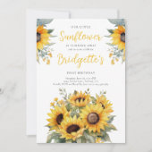 Invitation Anniversaire de tournesol rustique (Devant)