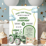 Invitation Anniversaire de Tractor Kid<br><div class="desc">Invitation d'anniversaire de l'enfant de tracteur, Commencer votre Anniversaire de enfant de tracteur Invitation, Éditable Tracteur vert ferme garçon Invitation d'anniversaire</div>
