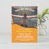 Invitation anniversaire de trampoline modifiable  (Debout devant)