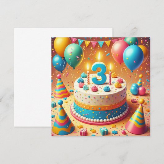 Invitation anniversaire de trois ans (Devant / Derrière)