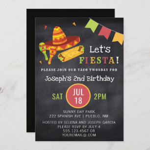 Invitation Anniversaire de Twosday de fiesta de taco mexicain