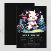 Invitation Anniversaire de vaches imprimées enchantées (Devant / Derrière)