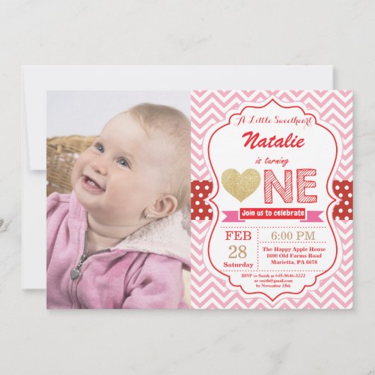 Invitation Anniversaire de Valentine notre petit amoureux (Devant)