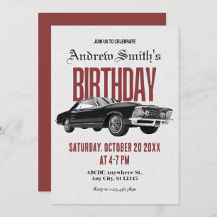Invitation Anniversaire de voiture Classic Retro