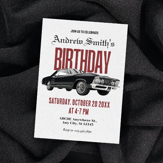 Invitation Anniversaire de voiture Classic Retro