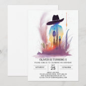 Invitation Anniversaire de Western Rodeo Cowboy (Devant / Derrière)