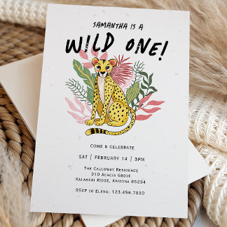 Invitation Anniversaire de Wild One Cheetah Enfants