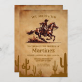Invitation Anniversaire de Wild West Cowboy (Devant / Derrière)