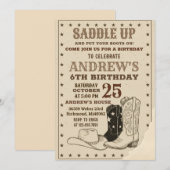 Invitation Anniversaire de Wild West Cowboy numérique personn (Devant / Derrière)