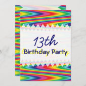 Invitation Anniversaire de Zig Zag Rainbow (Devant / Derrière)
