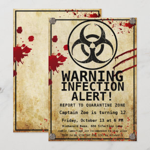 Invitation Anniversaire de Zombie Apocalypse Bioaléa d'Hall