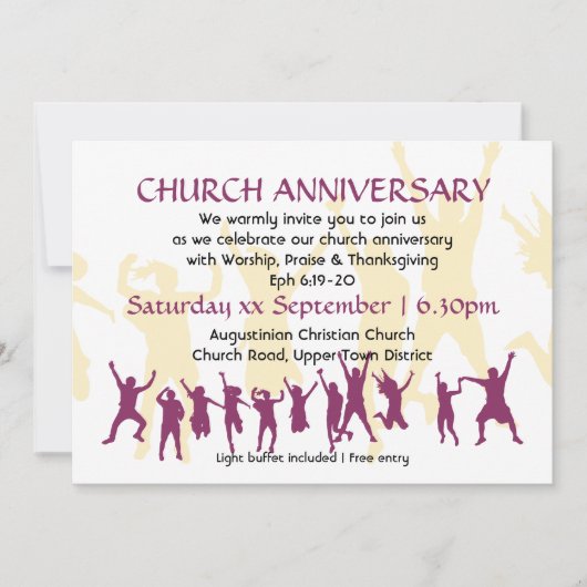 Invitation ANNIVERSAIRE D'ÉGLISE Moderne personnalisable bord (Devant)