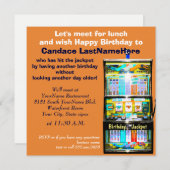 Invitation Anniversaire Déjeuner Machine à sous Jackpot (Devant / Derrière)