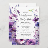 Invitation Anniversaire Déjeuner Purple Hibiscus Fleur (Devant / Derrière)