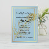 Invitation Anniversaire d'Elegant Glam Peacock Feather (Debout devant)