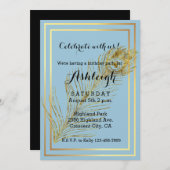 Invitation Anniversaire d'Elegant Glam Peacock Feather (Devant / Derrière)