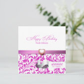 Invitation Anniversaire d'Elégante Surprise de Damas violette (Debout devant)