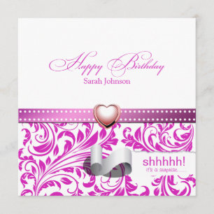 Invitation Anniversaire d'Elégante Surprise de Damas violette