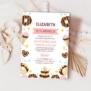 Invitation anniversaire d'enfant de beignets sucrés extrêmeme