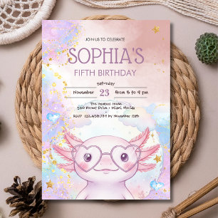 Invitation Anniversaire d'enfants axolotl fantaisiste