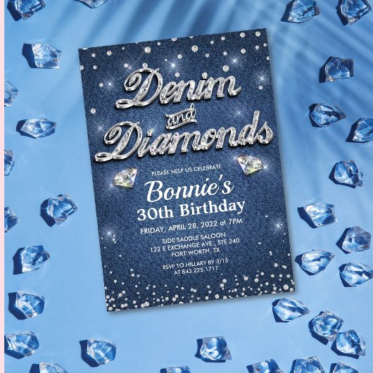 Invitation Anniversaire Denim et Diamants
