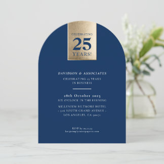 Invitation ANNIVERSAIRE D'ENTREPRISE luxe affaires marine or