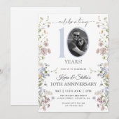 Invitation Anniversaire des 10 ans de Wildflower Photo (Devant / Derrière)