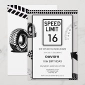 Invitation Anniversaire des 16 ans de Speed Limit Boy (Devant / Derrière)