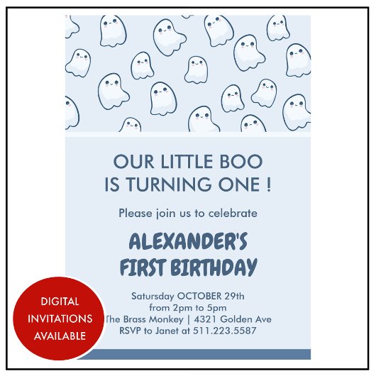 Invitation Anniversaire des 1 an Halloween, boo spéctaculaire